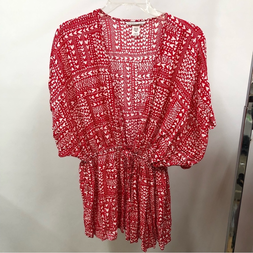 Victoria’s Secret Red Tie Front Wrap Heart OneSize robe coverup